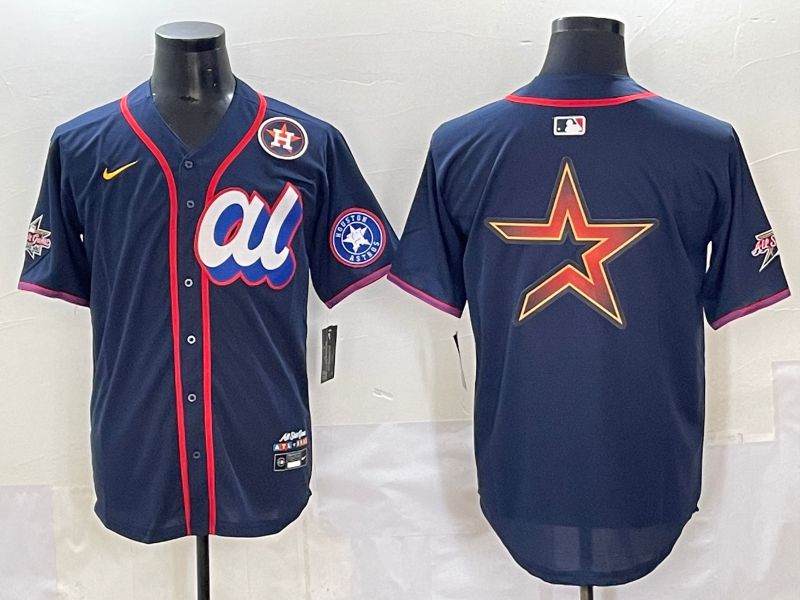 Men 2025 Houston Astros Blank Drak Blue All star Nike MLB Jersey style 6